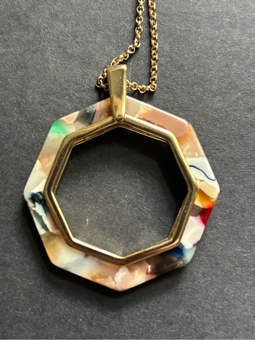 Multicolor Resin Hexagon Pendant Necklace - Women Jewelry